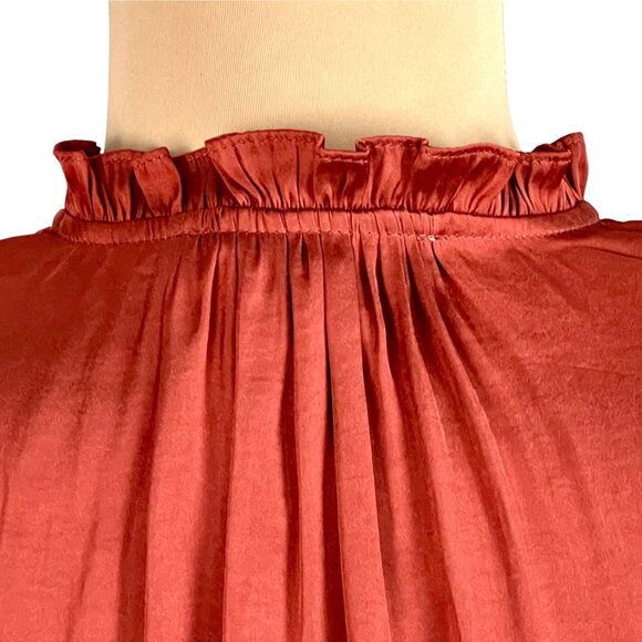 Grade & Gather Rust Smocked Drop Waist Peasant Gypsy Dress Size S Feminine - Picture 9 of 12